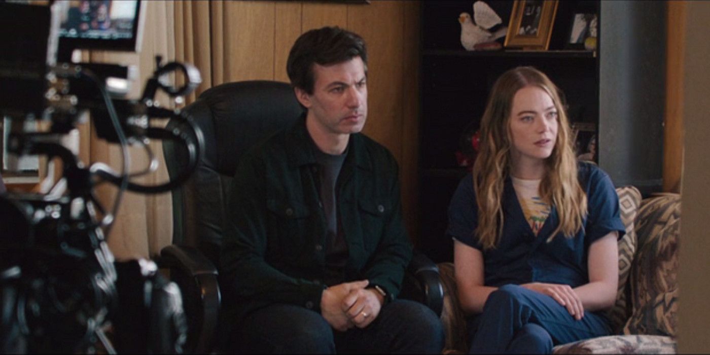 Asher and Whitney Siegel conduct an interview with a local resident in A24's The Curse