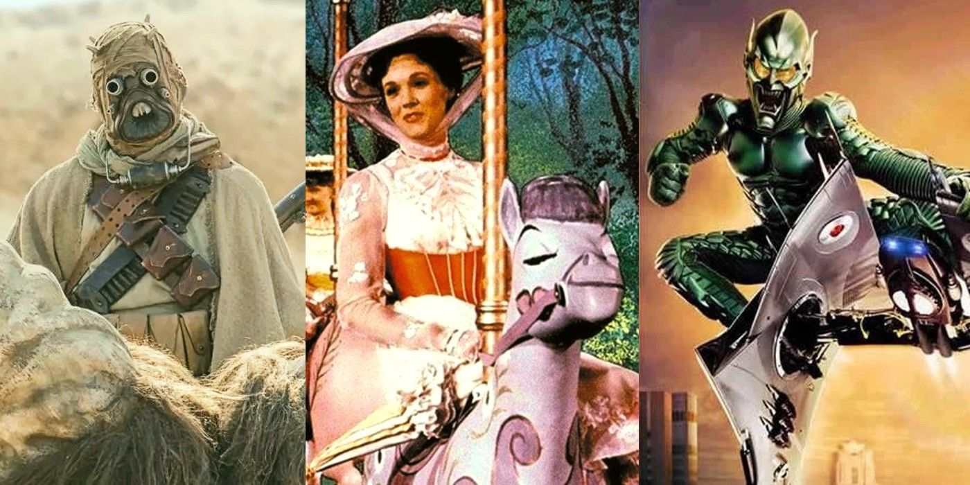 A Star Wars Tusken Raider, Mary Poppins, and the Green Goblin from Spider-Man.