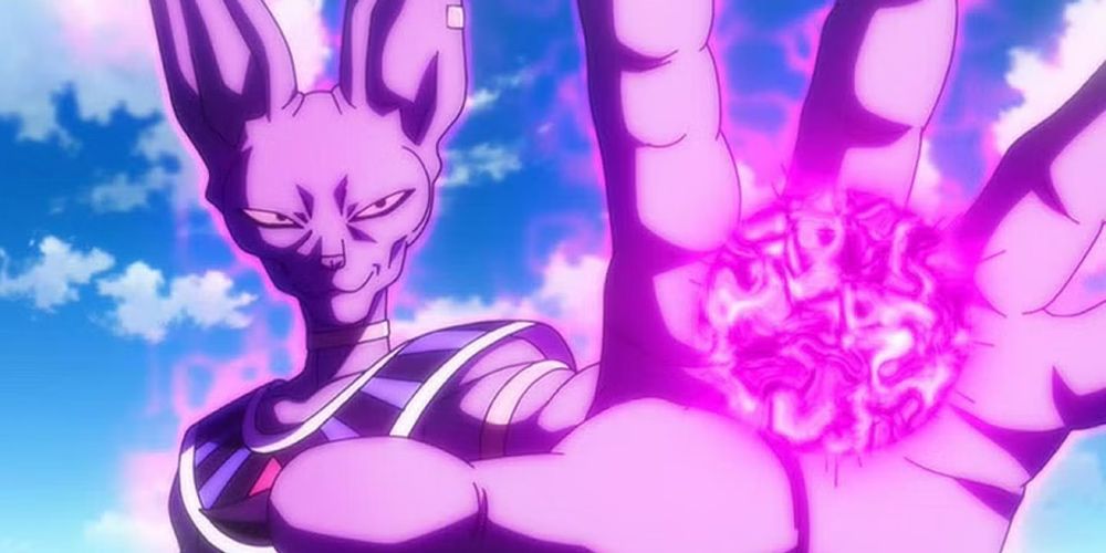 Beerus charges up an attack in Dragon Ball Z: Battle of Gods