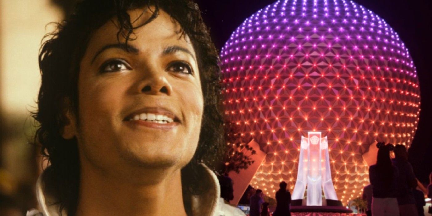 Michael Jackson as Captain EO with Spaceship Earth from Behind the Attraction