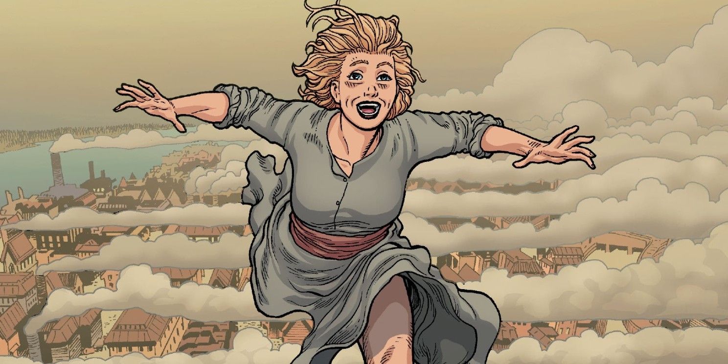 Carol Danvers flying after breaking free from the Hellfire Church in Avengers Forever #9