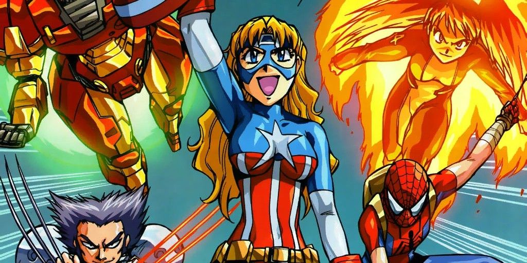 Carol Danvers leading the Avengers as Captain America in Marvels Mangaverse