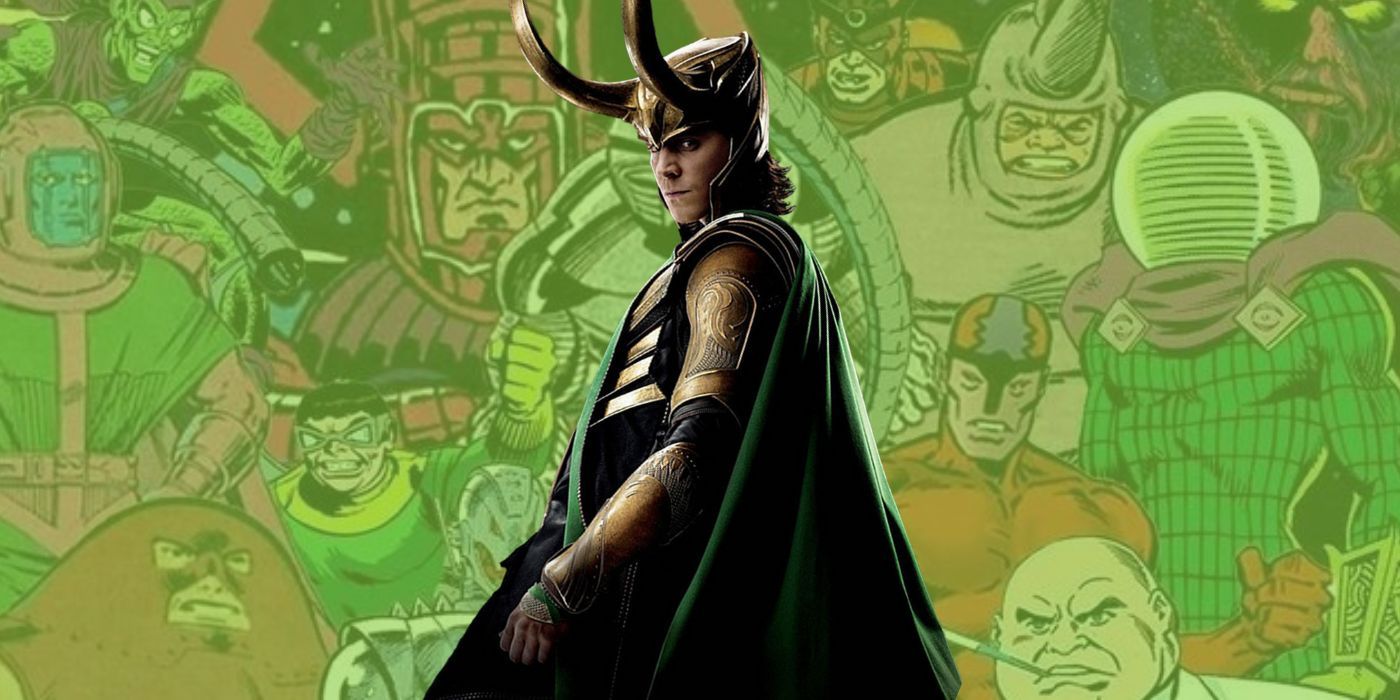 MCU Loki over collage of Marvel Comics villains