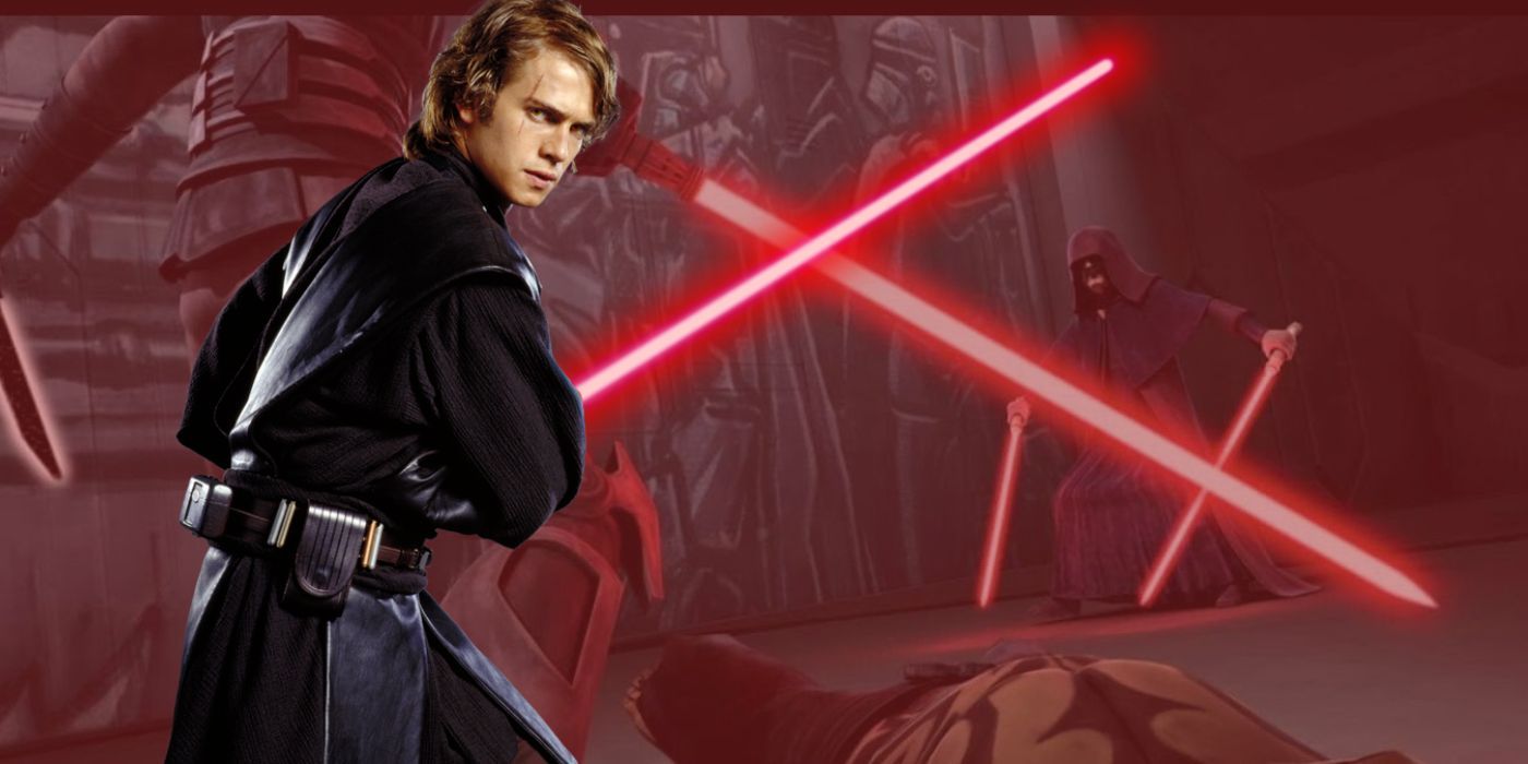 Anakin Skywalker with a red lightsaber. Maul vs Sidious in The Clone Wars