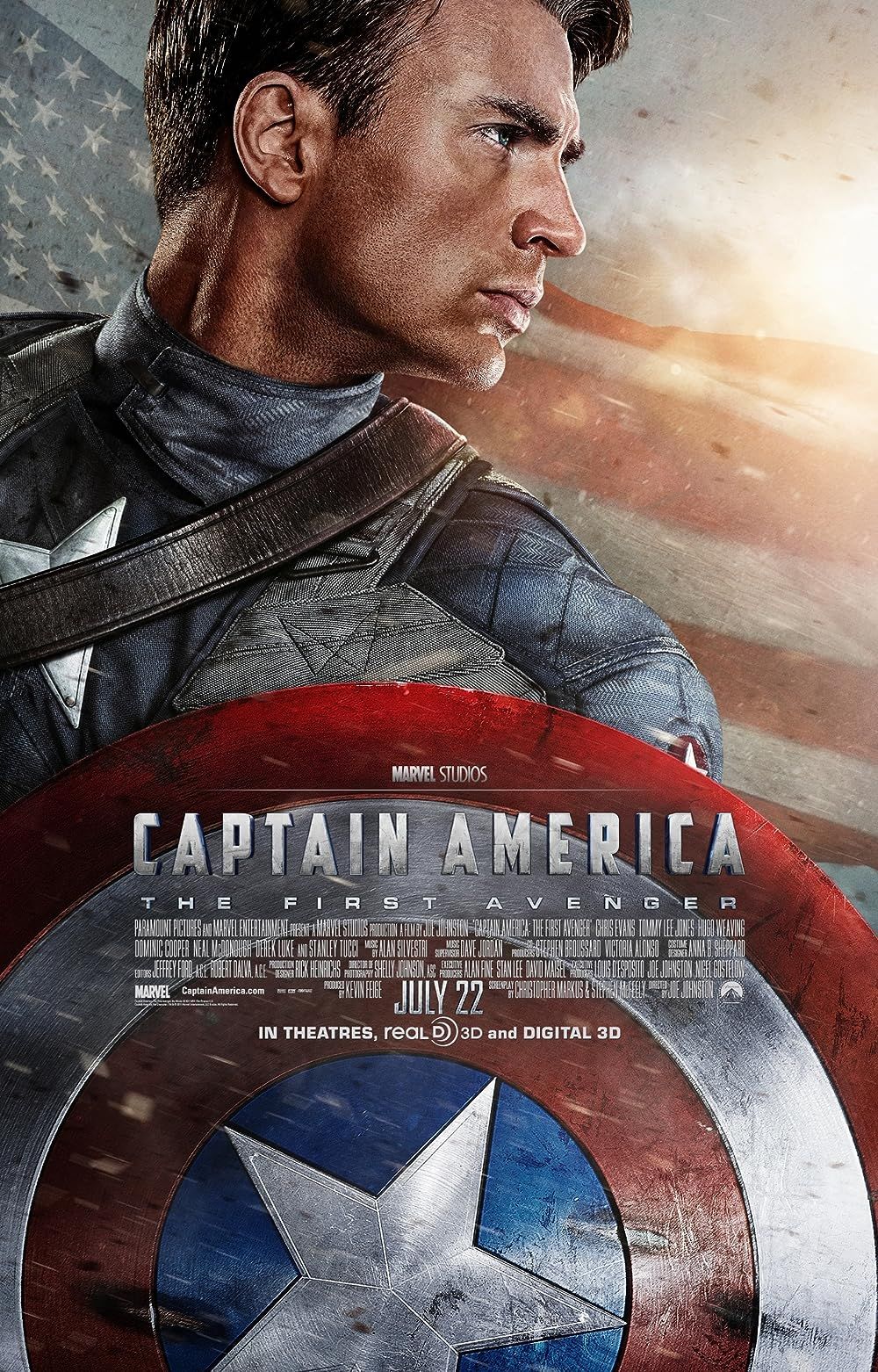 Chris Evans as Captain America on Captain America The First Avenger Poster
