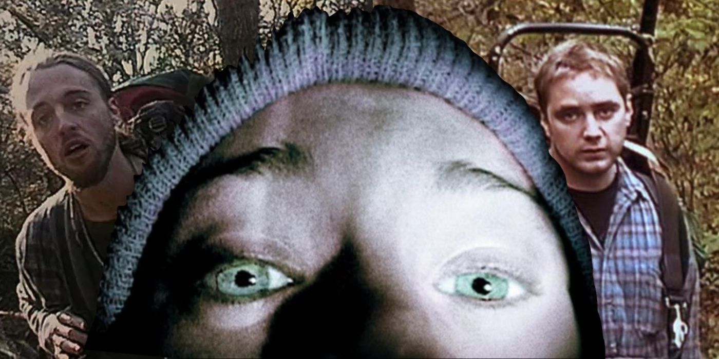 Collage of Michael, Heather and Josh from The Blair Witch Project
