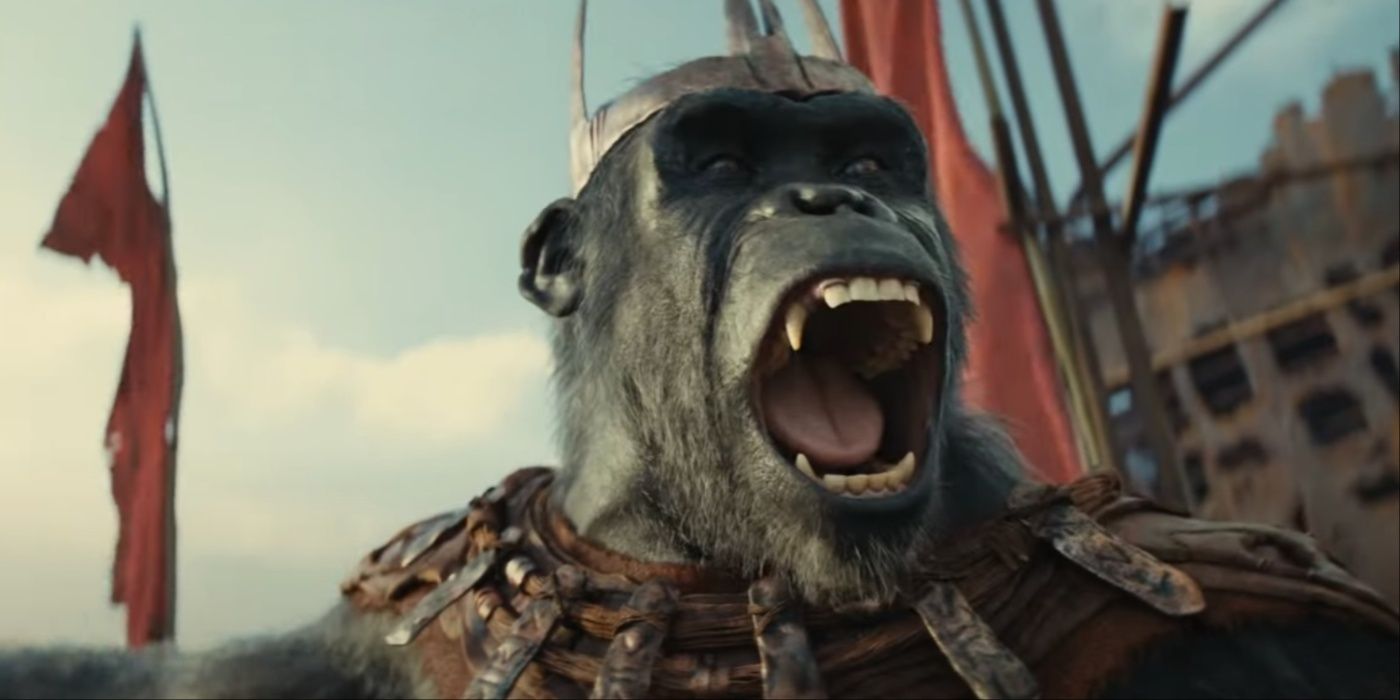 Proximus Caesar shouting in Kingdom of the Planet of the Apes