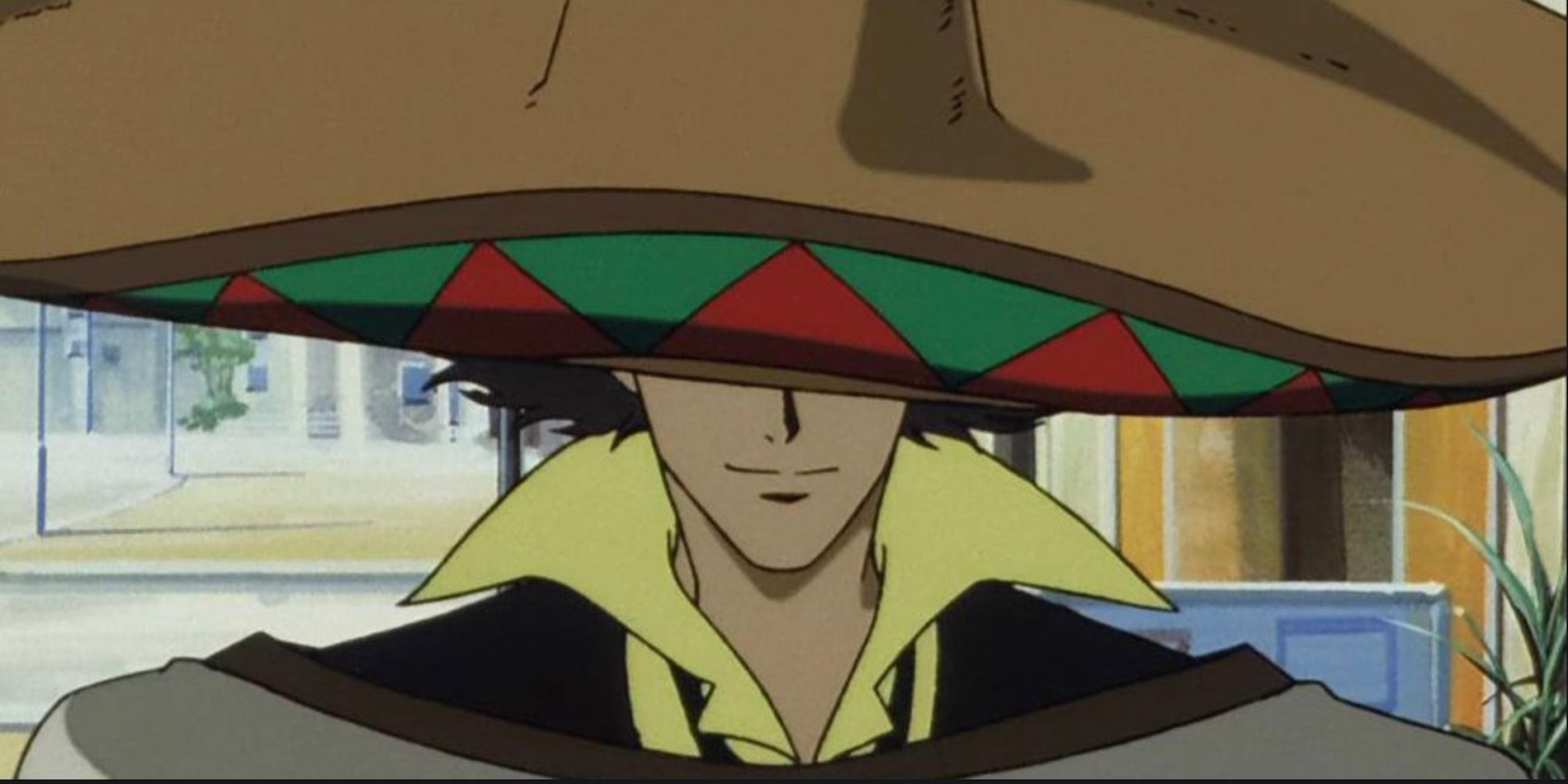 Spike Spiegel wears a sombrero in the Cowboy Bebop episode. "Asteroid Blues"