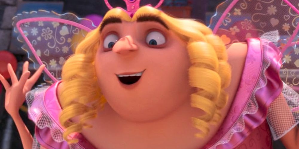 Gru is dressed as a fairy in Despicable Me 2
