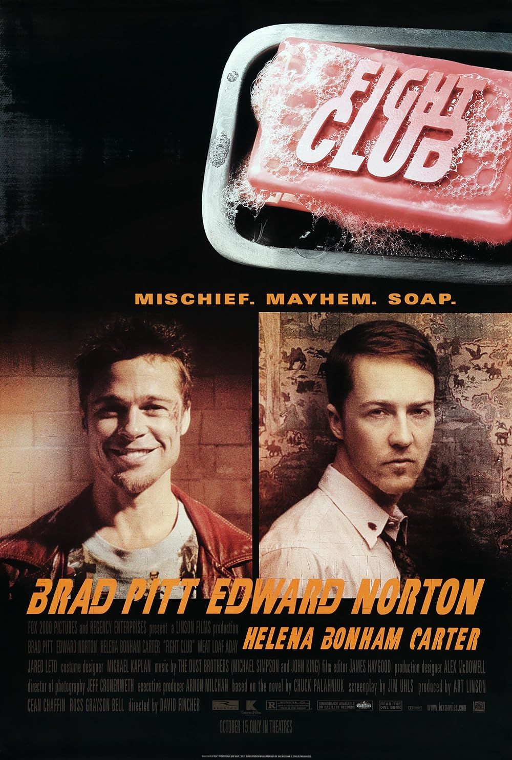 Brad Pitt and Edward Norton on the Fight Club movie poster