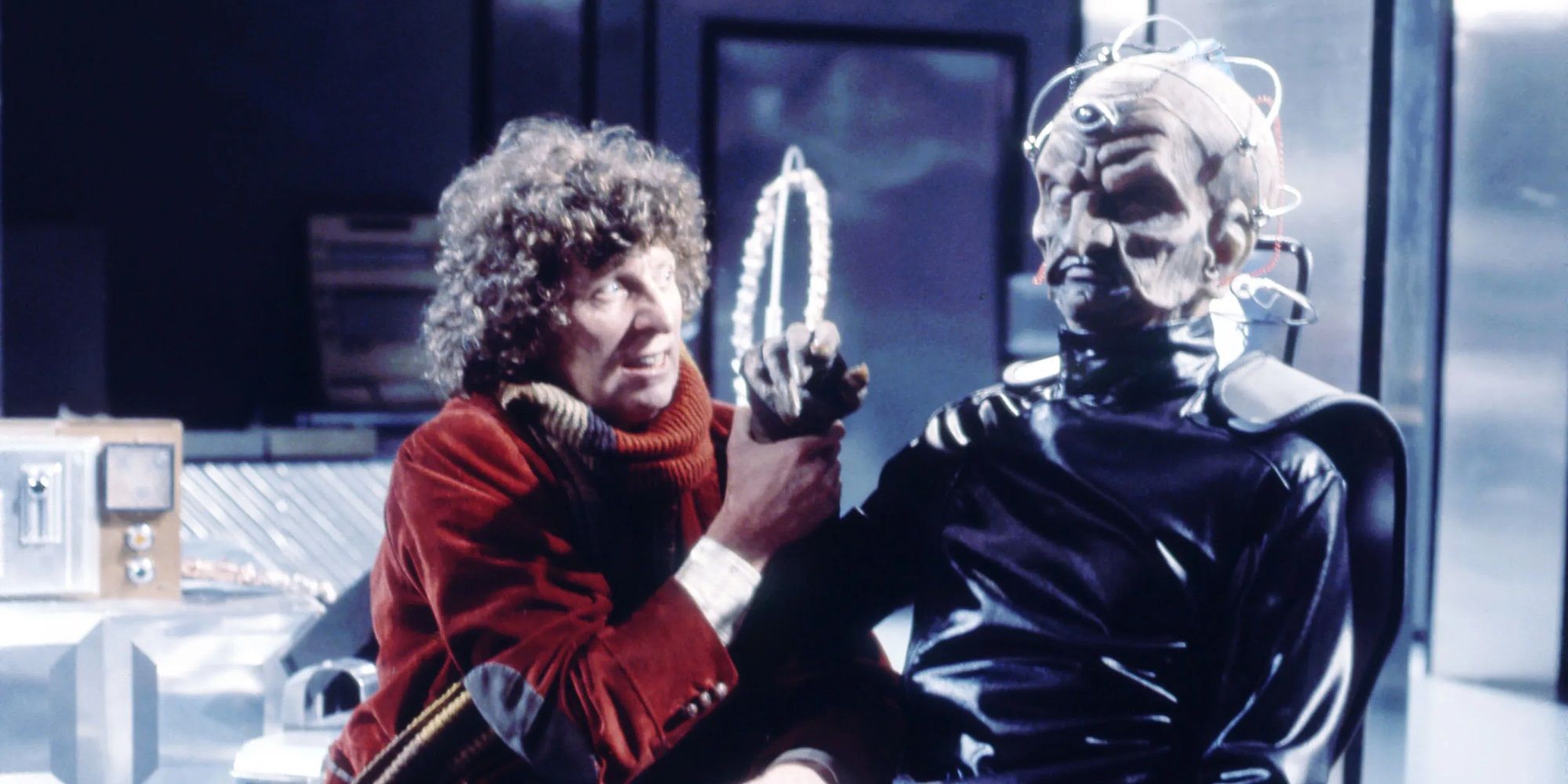 The Doctor attempting to stop Davros