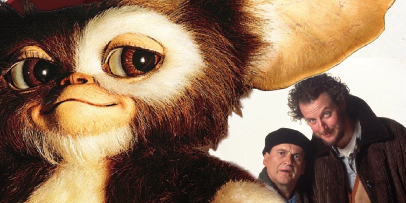 Gizmo from Gremlins with The Wet Bandits (Joe Pesci and Daniel Stern) from Home Alone