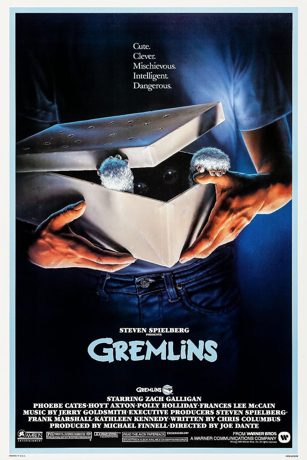 Gizmo Peeking Out of the Box in Gremlins Poster