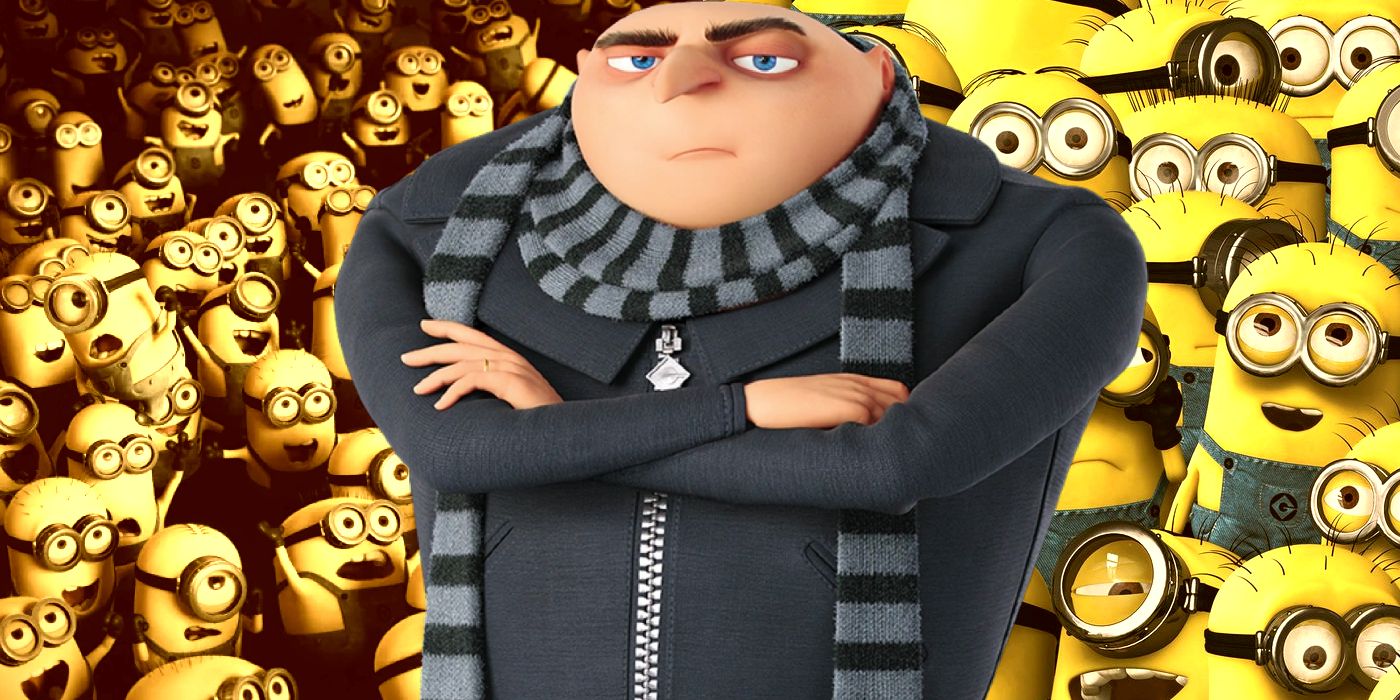 A combined image of Gru and the Minions in Despicable Me