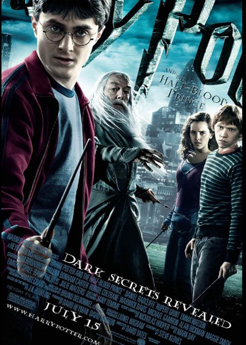 Harry, Ron, Hermion and Dumbledore on the Half-Blood Prince movie poster 2009