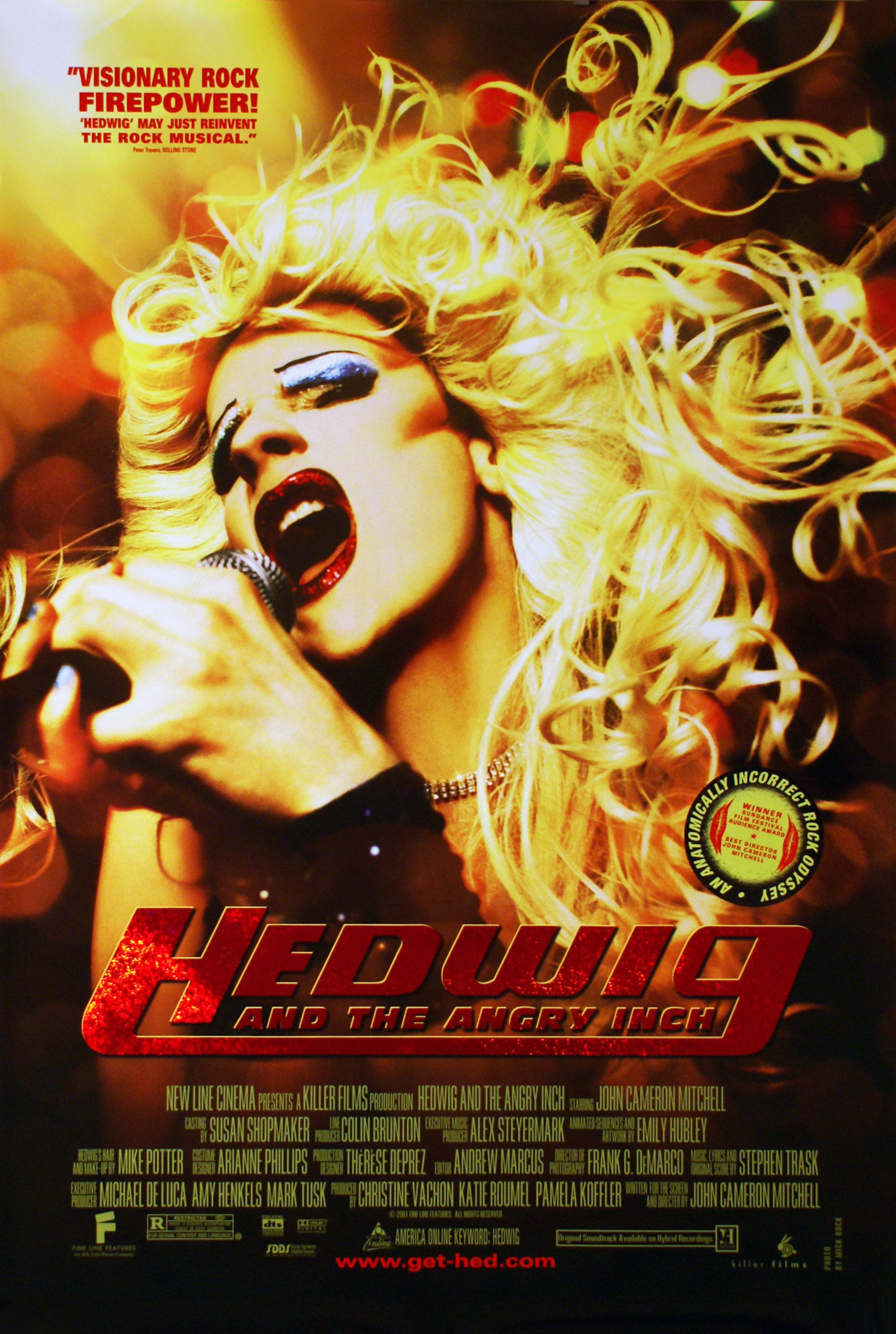 Hedwig singing on the Movie Poster for Hedwig and the Angry Inch
