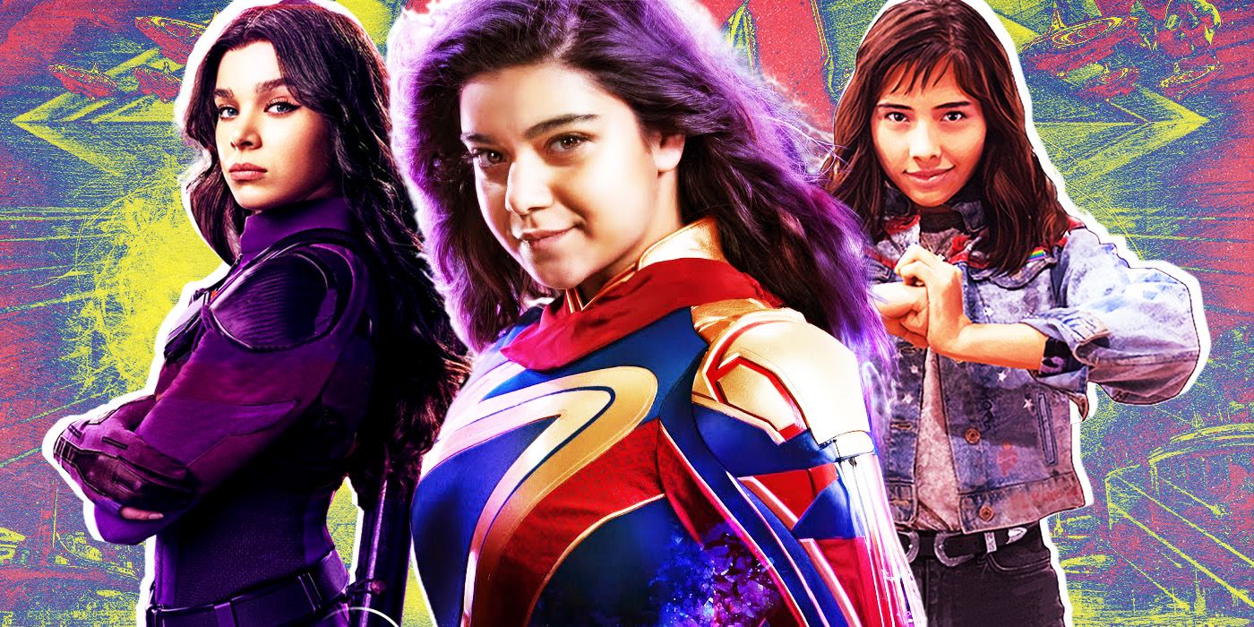 Image Collage of Ms Marvel, Kate Bishop, and America Chavez