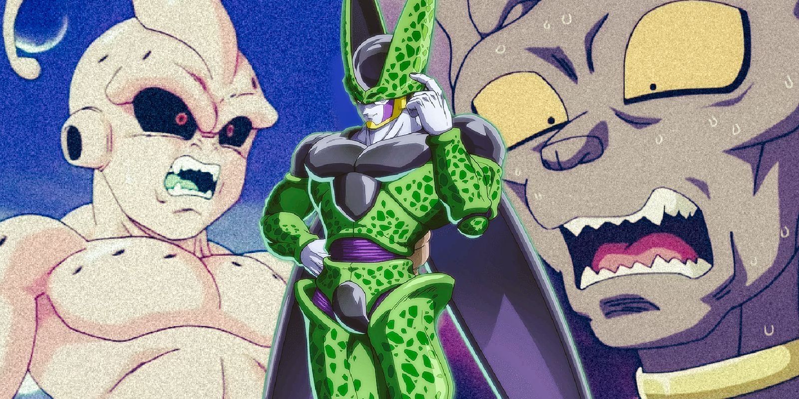 Perfect Cell from DBZ scares Kid Buu and Beerus in Super