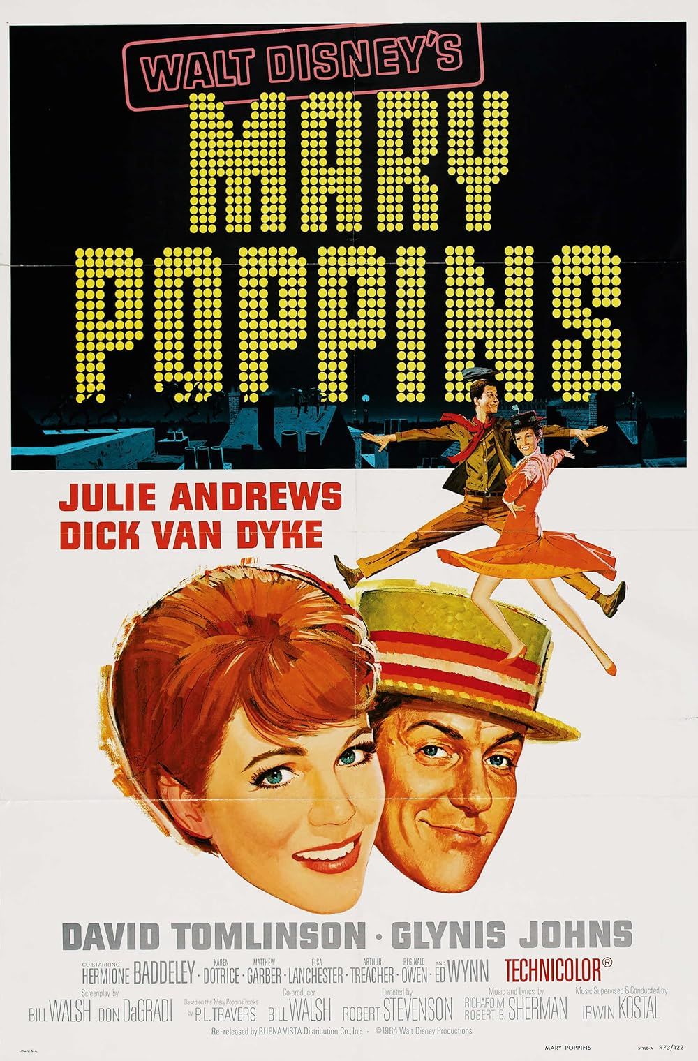 Julie Andrews and Dick Van Dyke on the Mary Poppins Posters