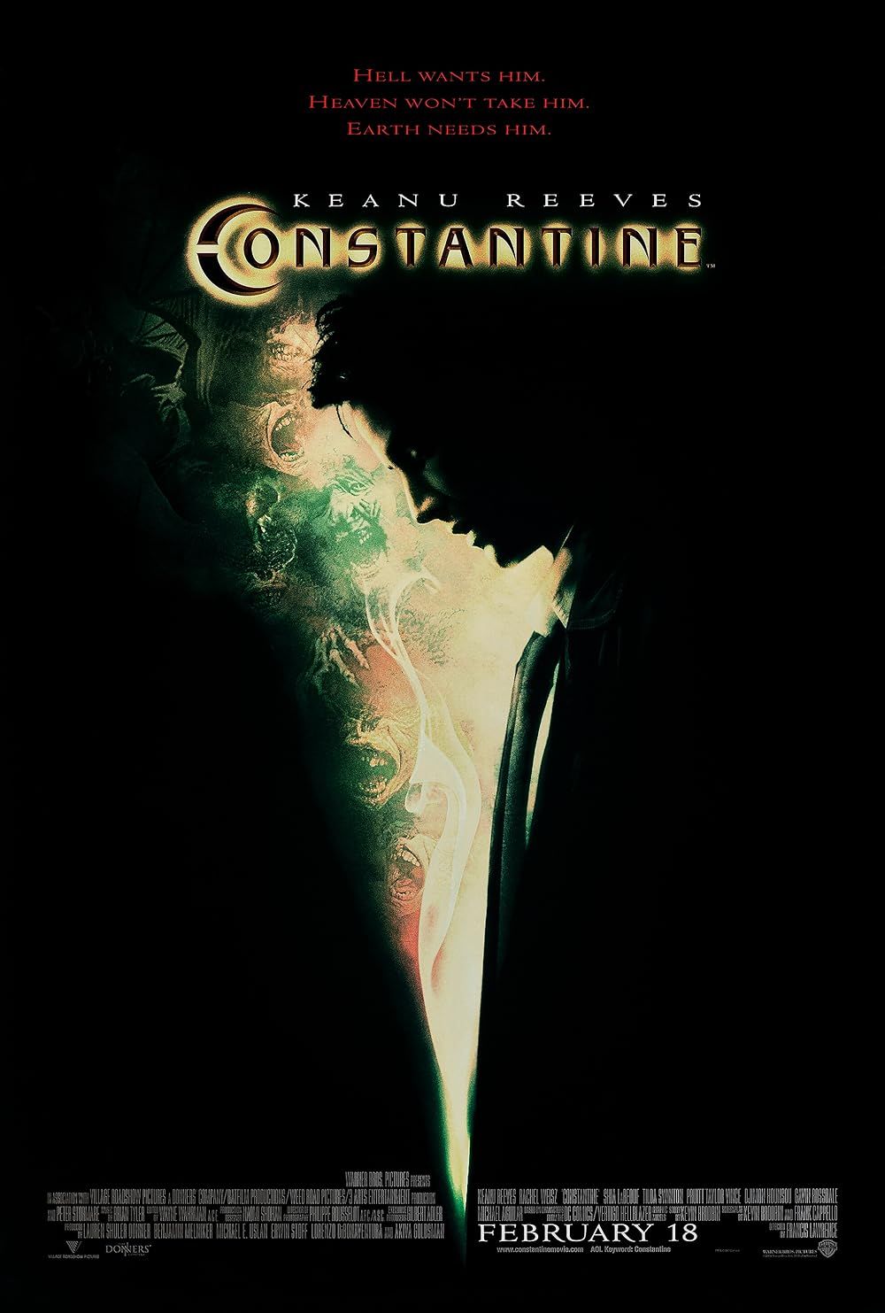 Keanu Reeves on the Constantine Poster
