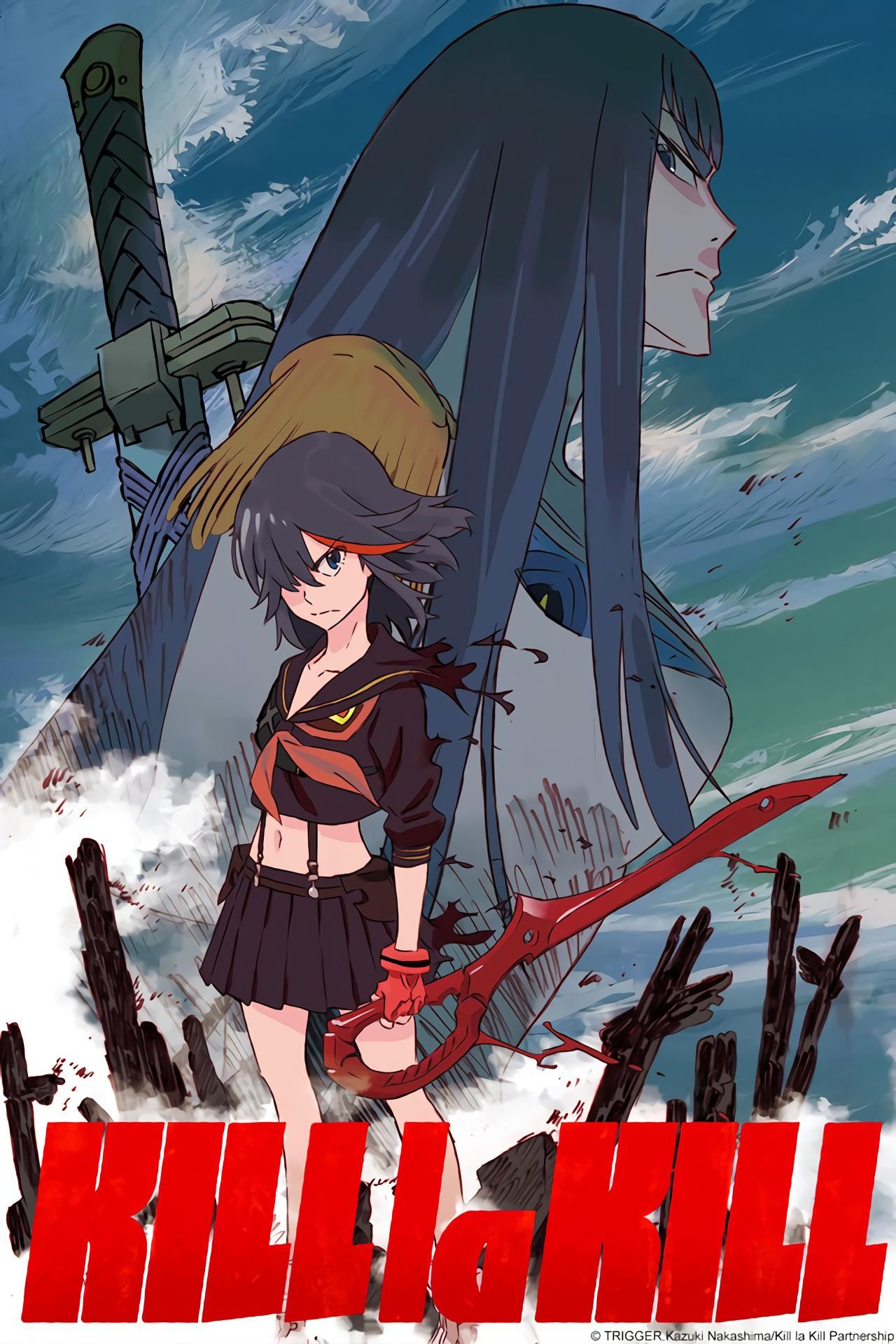 Kill La Kill poster with Ryuko Matoi standing in front of Satsuki Kiryuuin