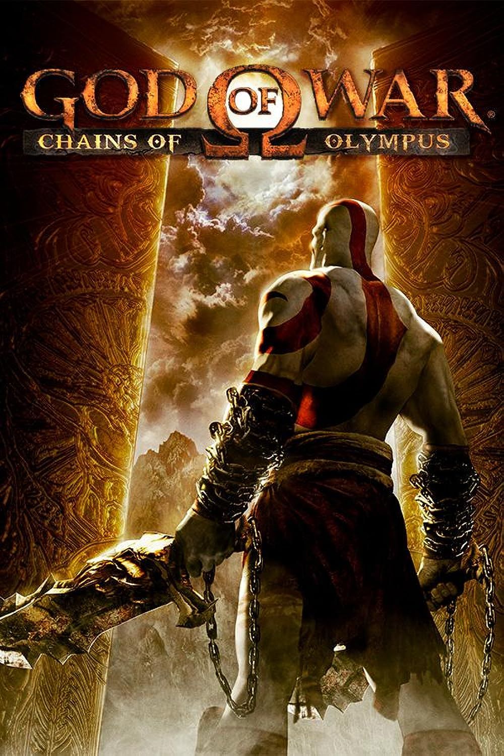 Kratos facing away on the cover of God of War Chains of Olympus