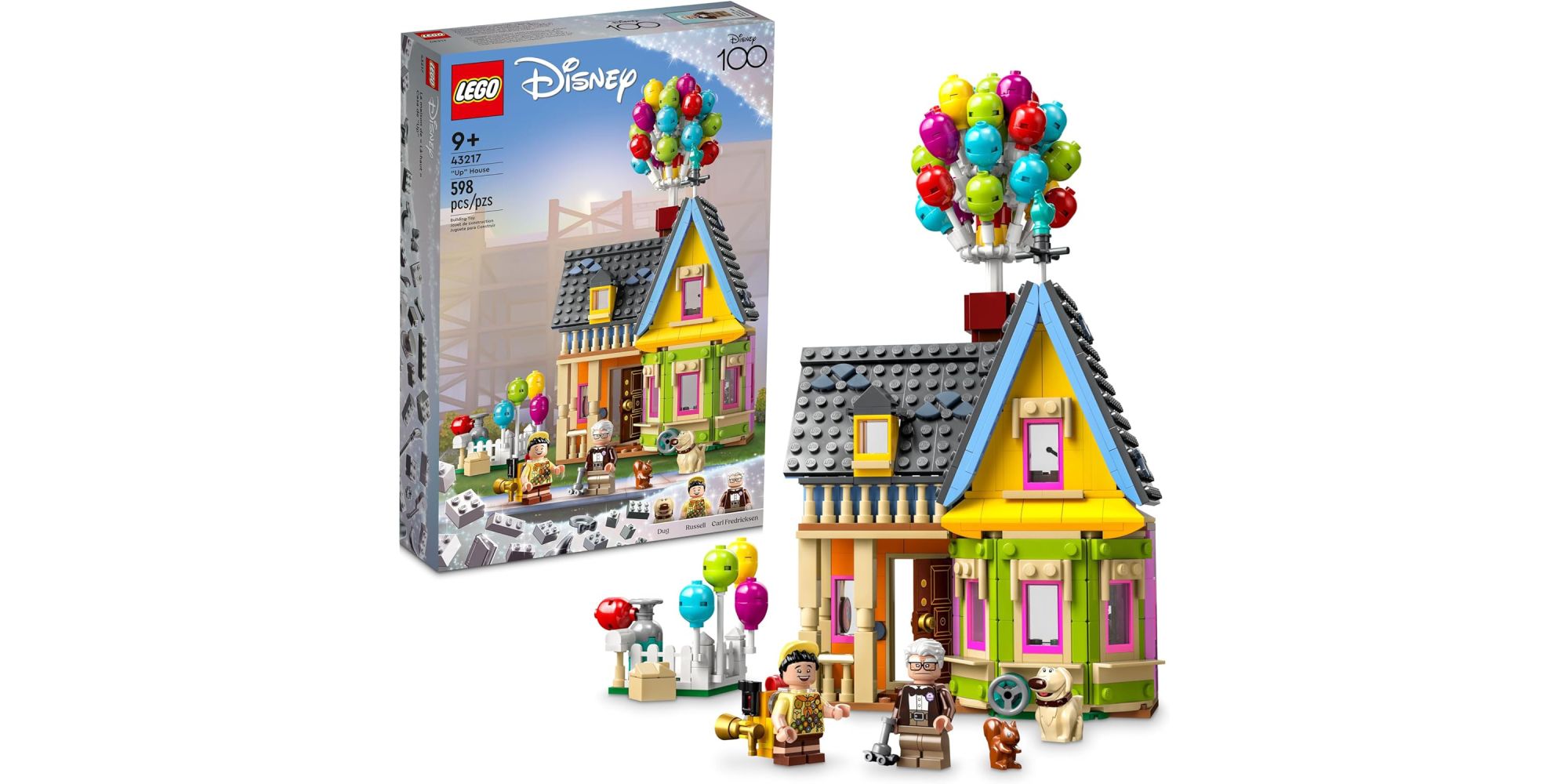 LEGO Disney Pixar Up House with minifigs of Carl, Russell, and Dug