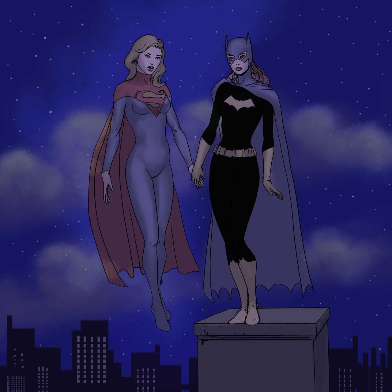 Batgirl e Supergirl no estilo de Milo Manara