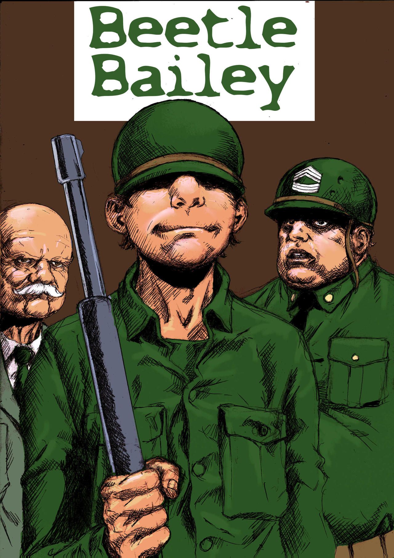 Beetle Bailey desenhado como Joe Kubert