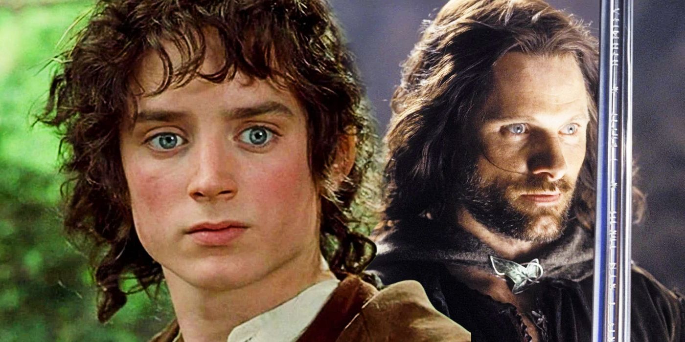 Split: Frodo Baggins (Elijah Wood) and Aragorn (Viggo Mortensen) in The Lord of the Rings