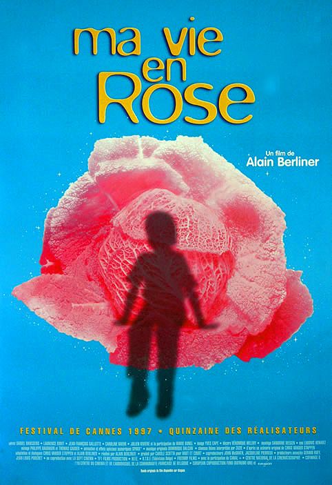 Ma vie en rose movie cover with Ludovic in silhouette in front of a rose