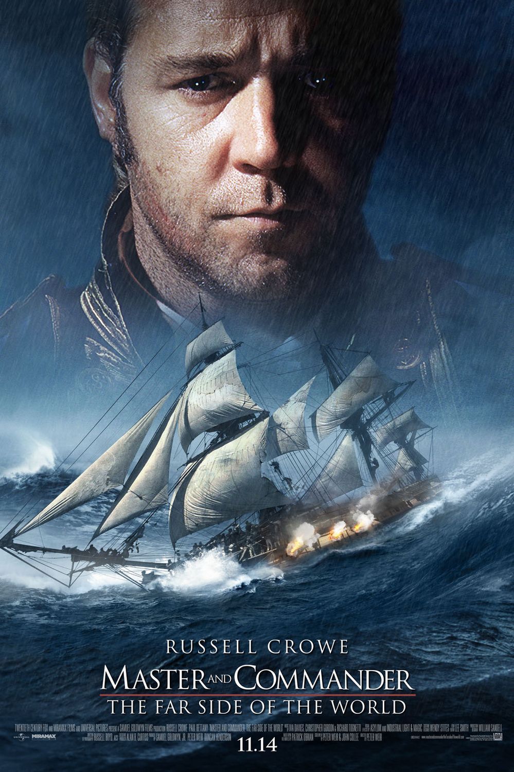 Russell Crowe in Master and Commander The Far Side Of The World 2003 Film Poster