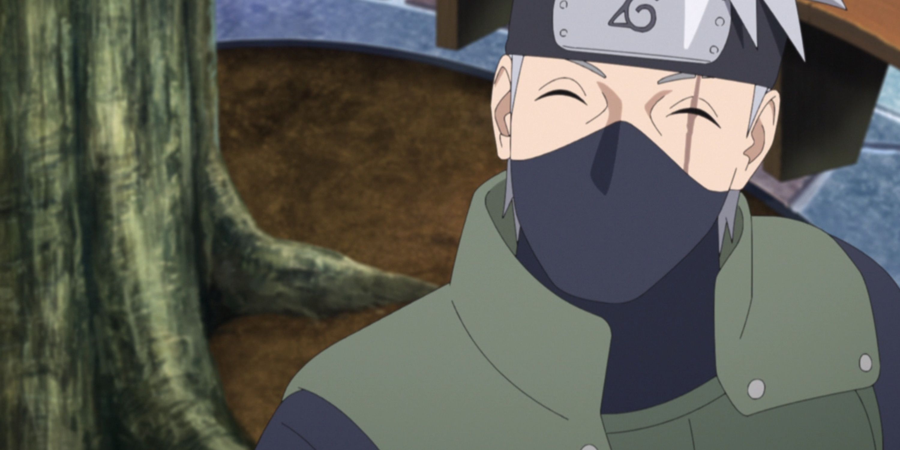 Naruto ninja Kakashi Hatake smiling toward the camera