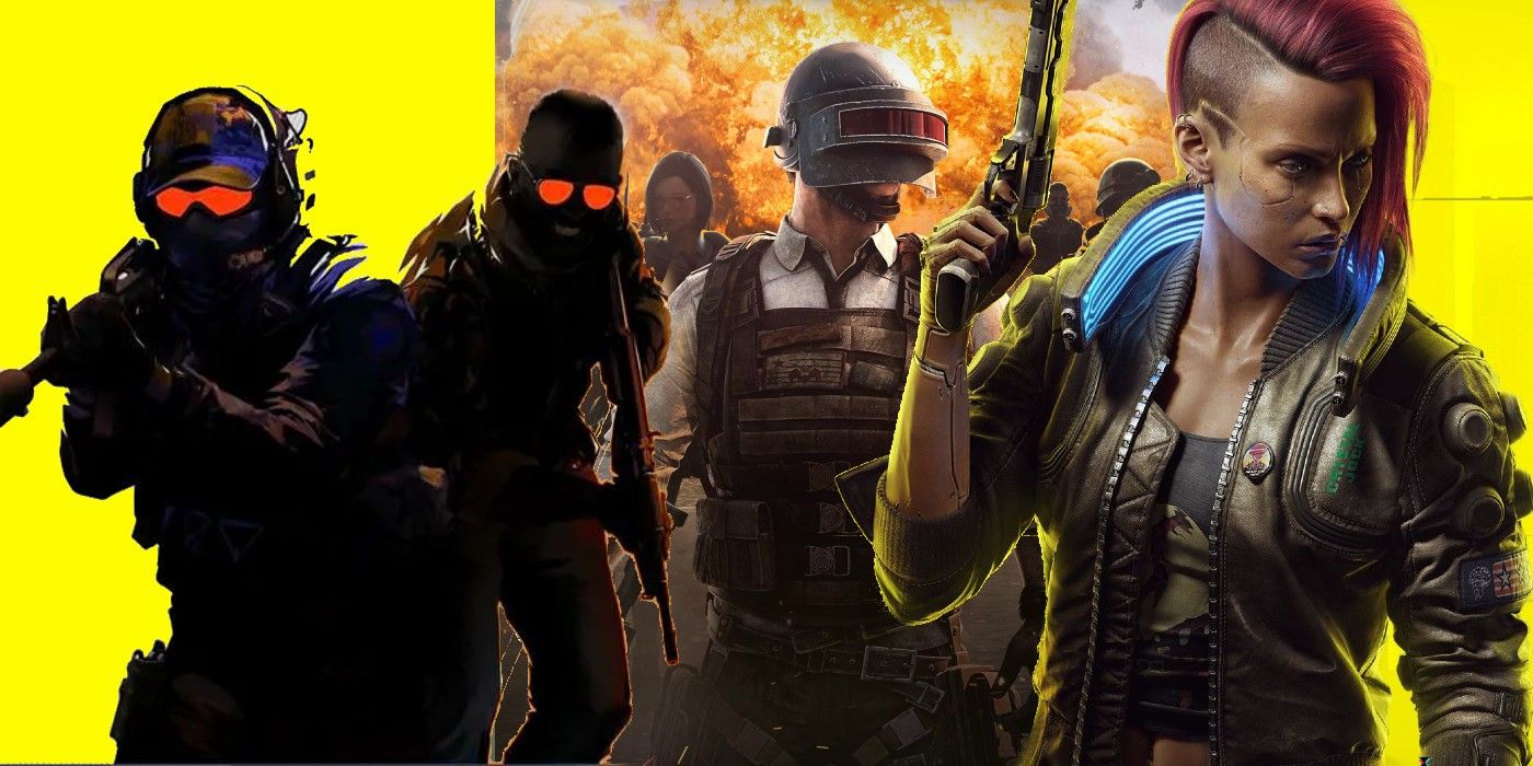 Most popular Steam games feature image incuding Counter-Strike 2, PUBG and Cyberpunk