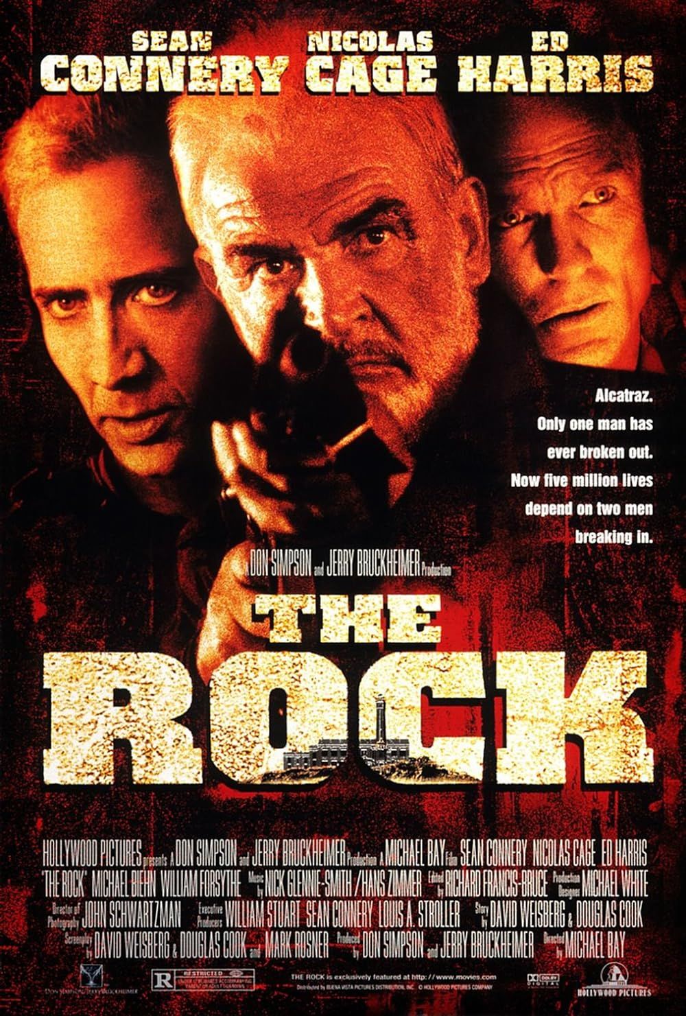 Nic Cage, Sean Connery and Ed Harris on The Rock Poster