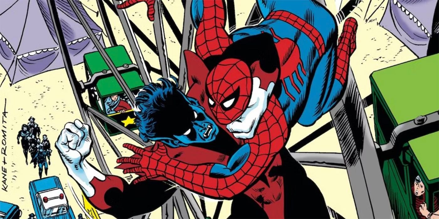 Nightcrawler y Spider-Man pelean tras caer de una noria