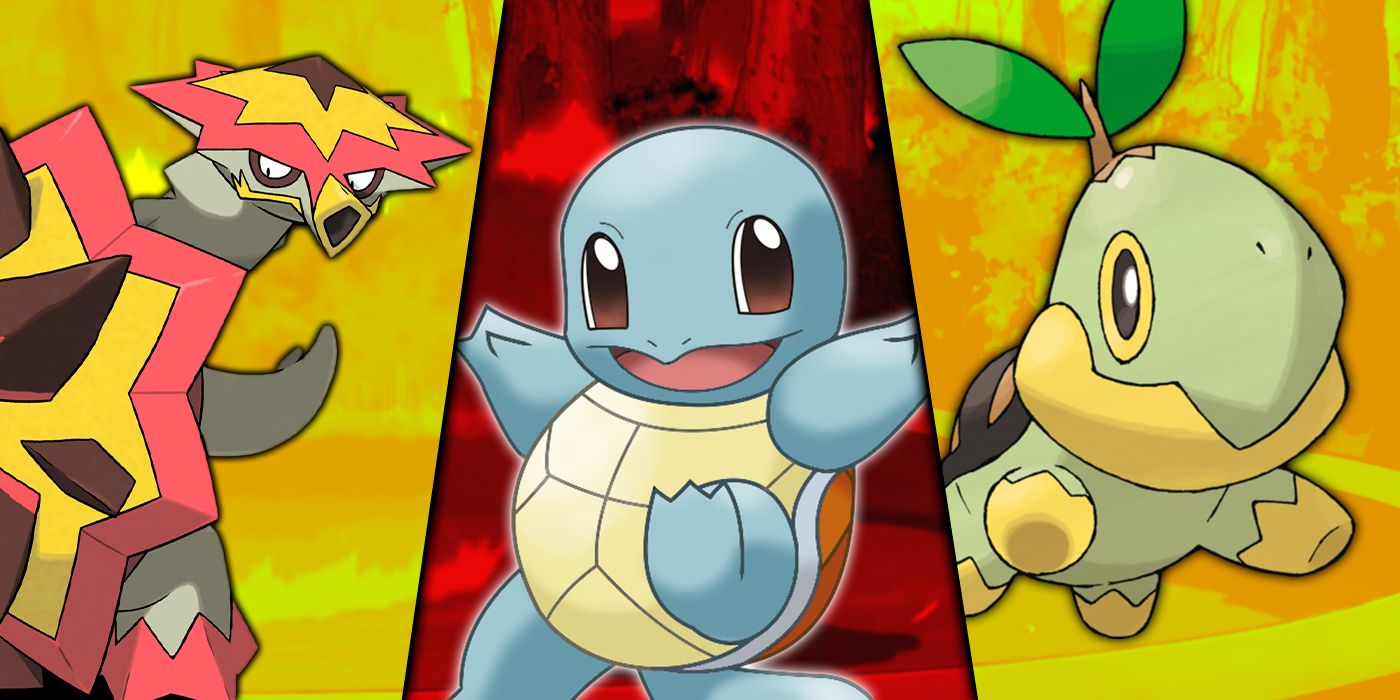 A custom split image of Squirtle and other Pokemon Turtle Types.