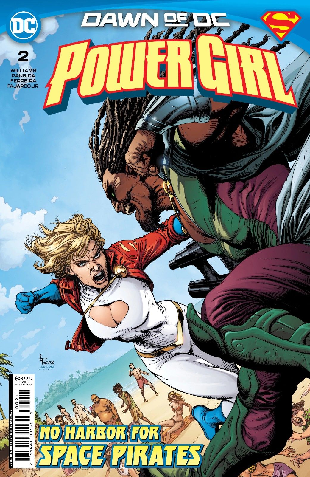 Power Girl fighting a DC villain on the cover of Power Girl (Vol. 3) #2
