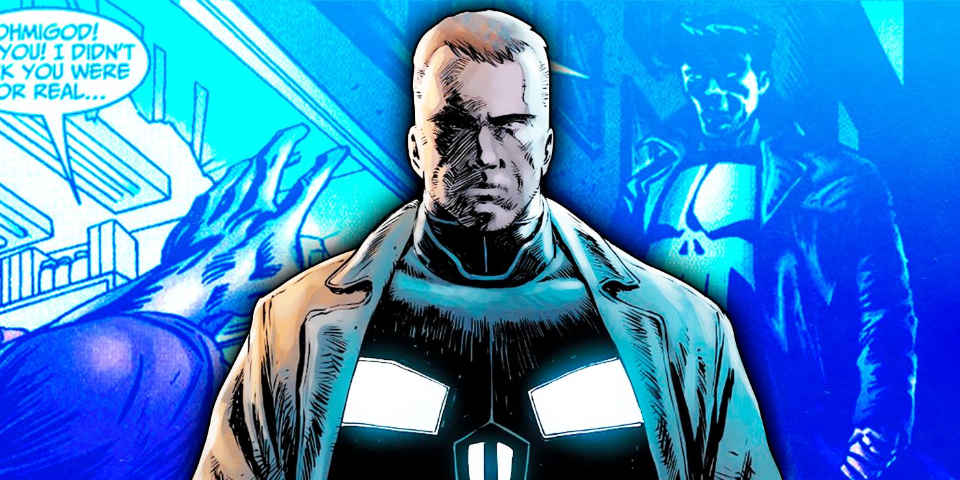 Marvel's new Punisher with Frank Castle in a blue background.