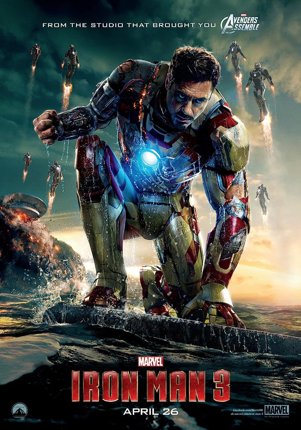 Robert Downey Jr. as Tony Stark on the poster for Iron Man 3