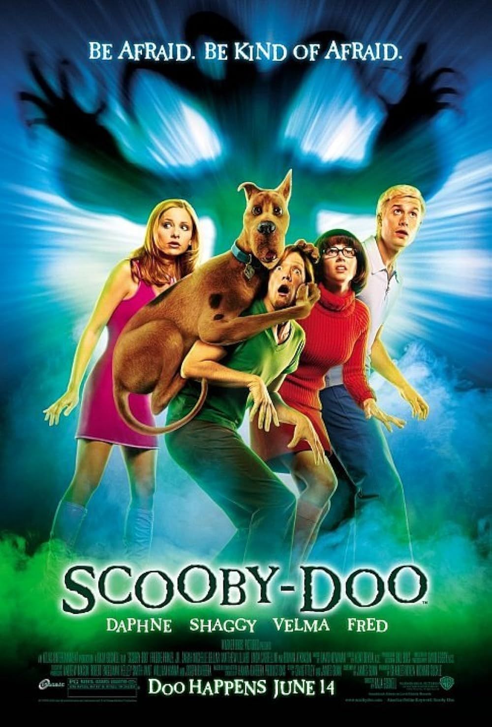 Daphne, Scooby-Doo, Shaggy, Velma and Fred on the Scooby-Doo 2002 movie poster