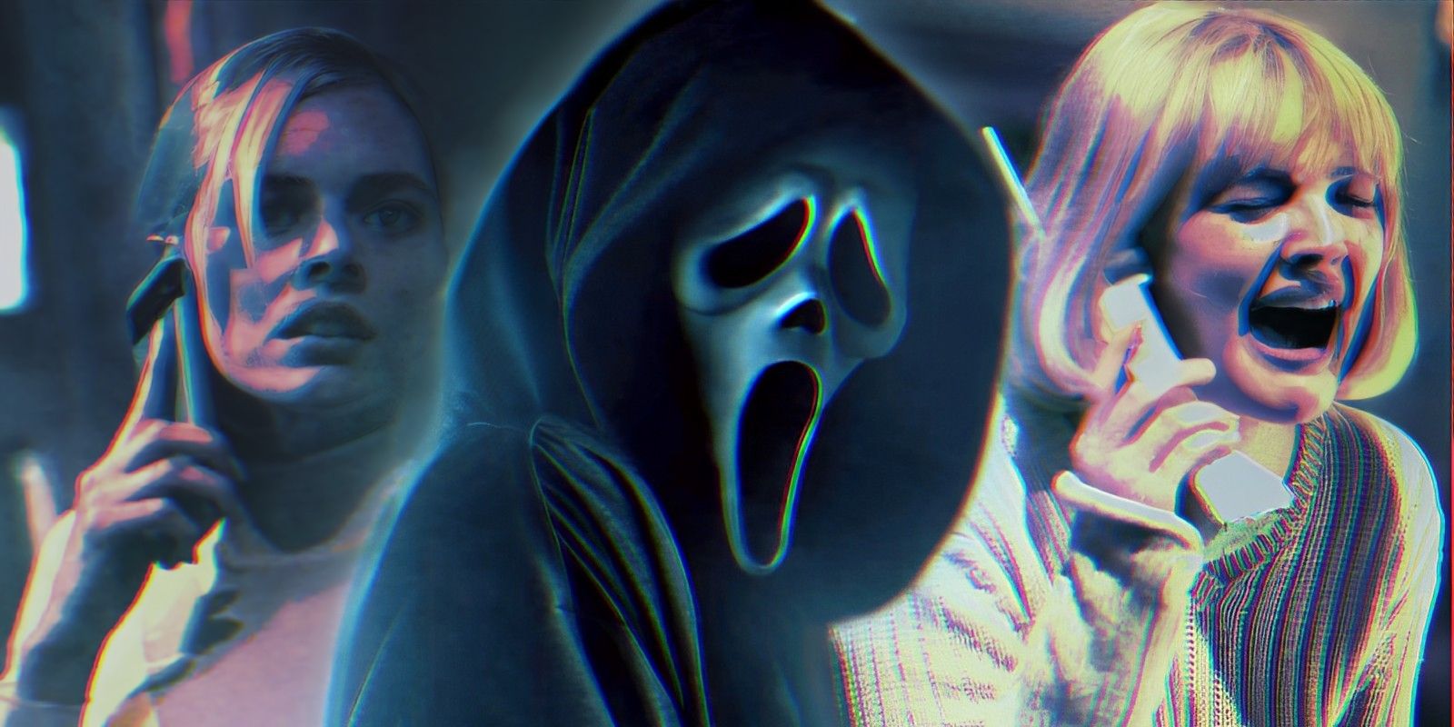Scream 6’s Laura Crane and Scream’s Casey Becker alongside Ghostface.