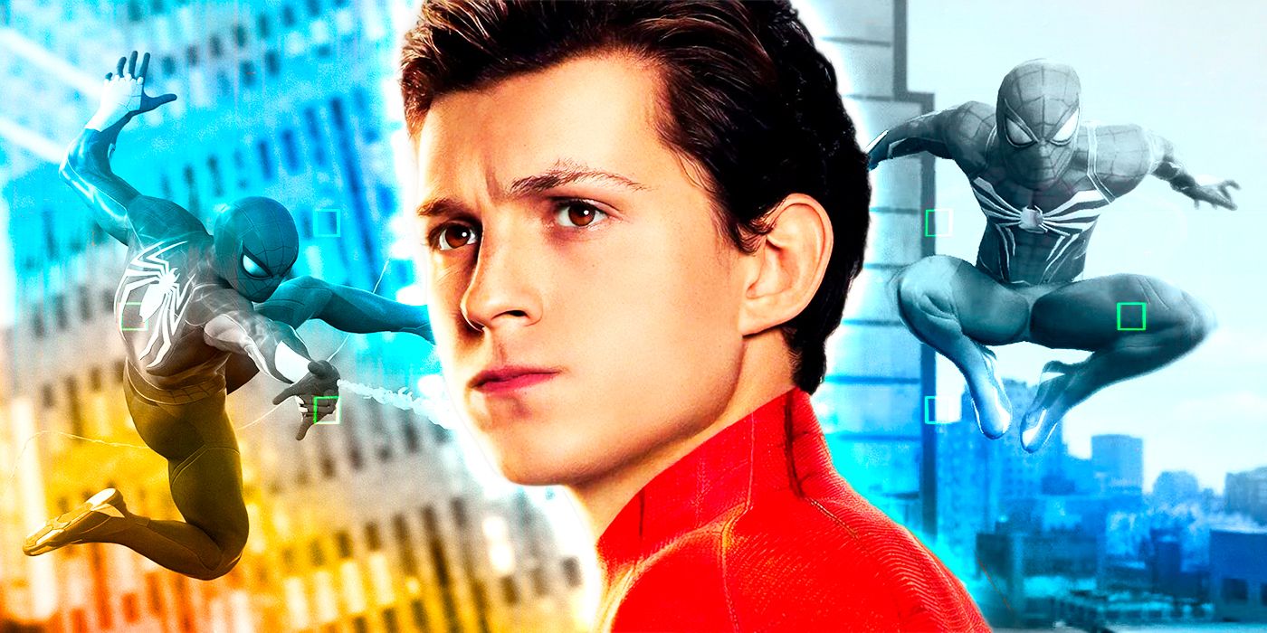 Tom Holland' Spiderman with Spider-Man 2 Game shots