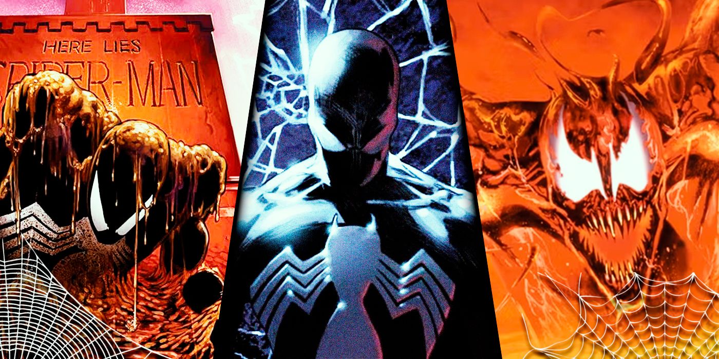 A split image of Spider-Man Crossovers including Kraven's Last Hunt, Back in Black, and Maximum Carnage