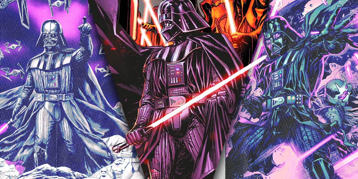 Split Images of Darth Vader in Comicbook