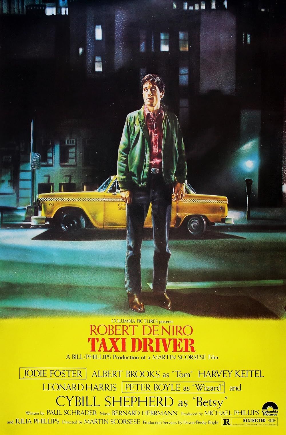 Robert DeNiro standing in a street on the cover for the Taxi Driver poster
