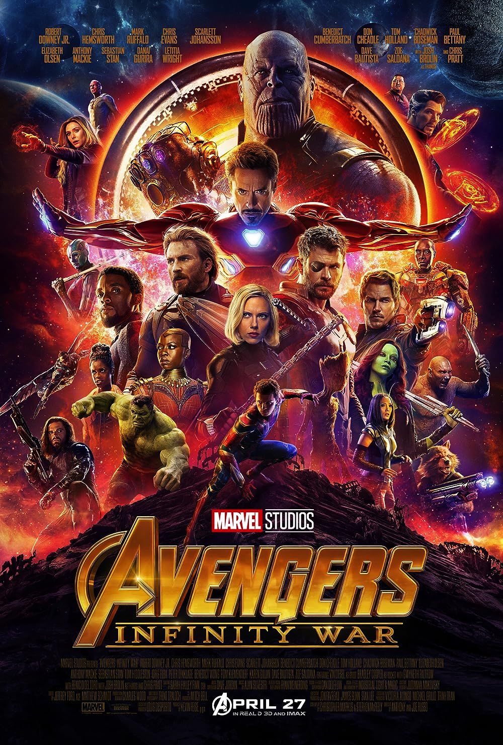 Avengers Infinity War cast on movie poster