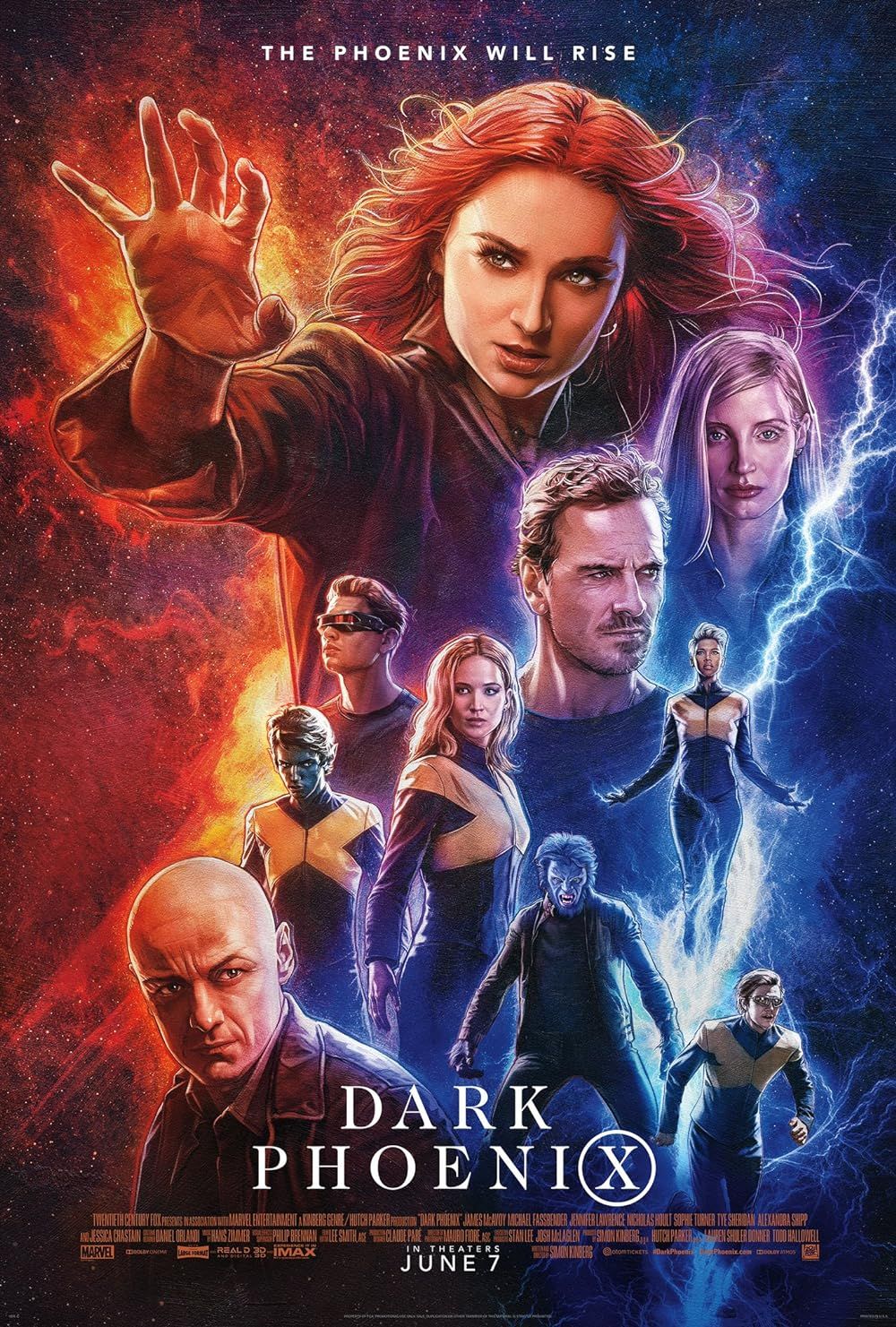 The cast on the movie poster for Dark Phoenix