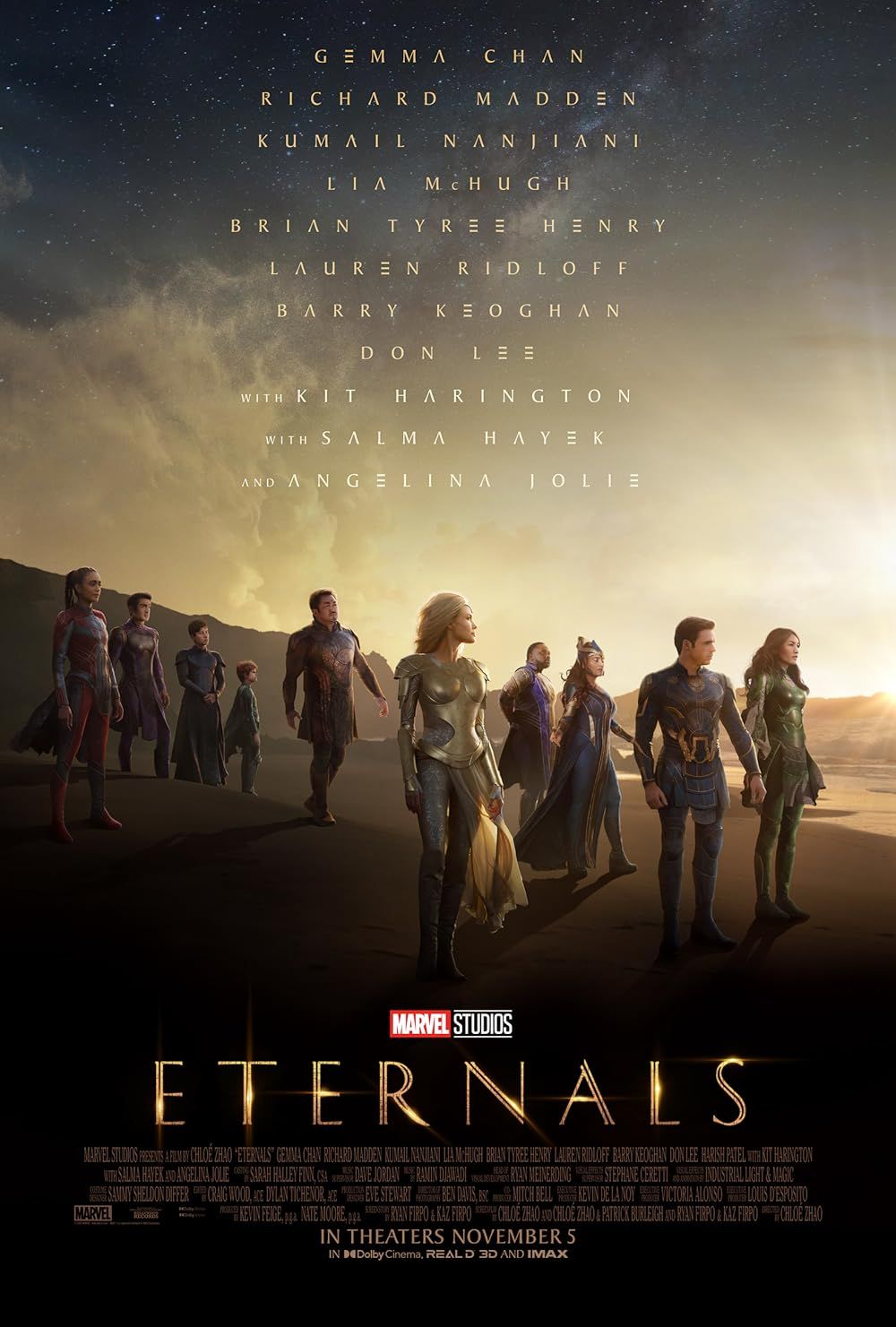 The cast on the poster for Marvel's Eternals