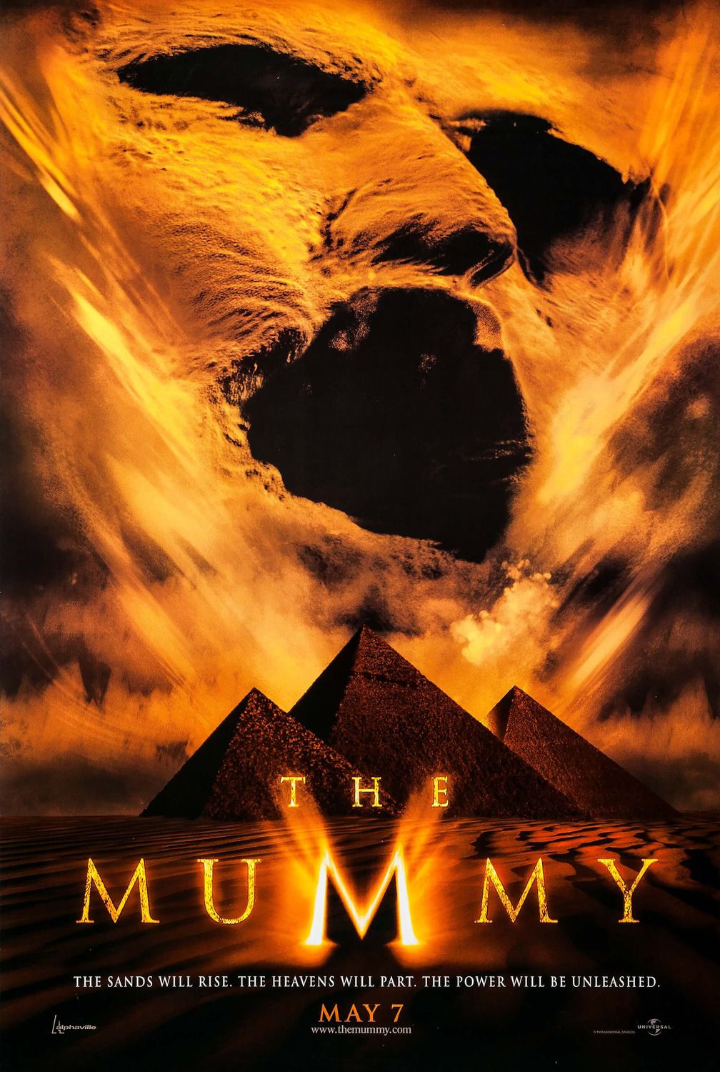 The Pyramids and a mummy desert storm in The Mummy 1999 Film Poster